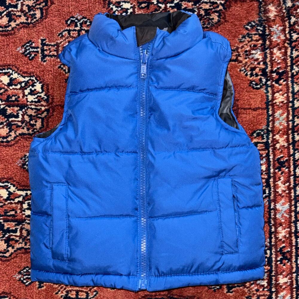 Faded Glory‎ 24 Mo. Infant Boy's Cobalt Blue/Gray Camo Reversible Puffer Vest